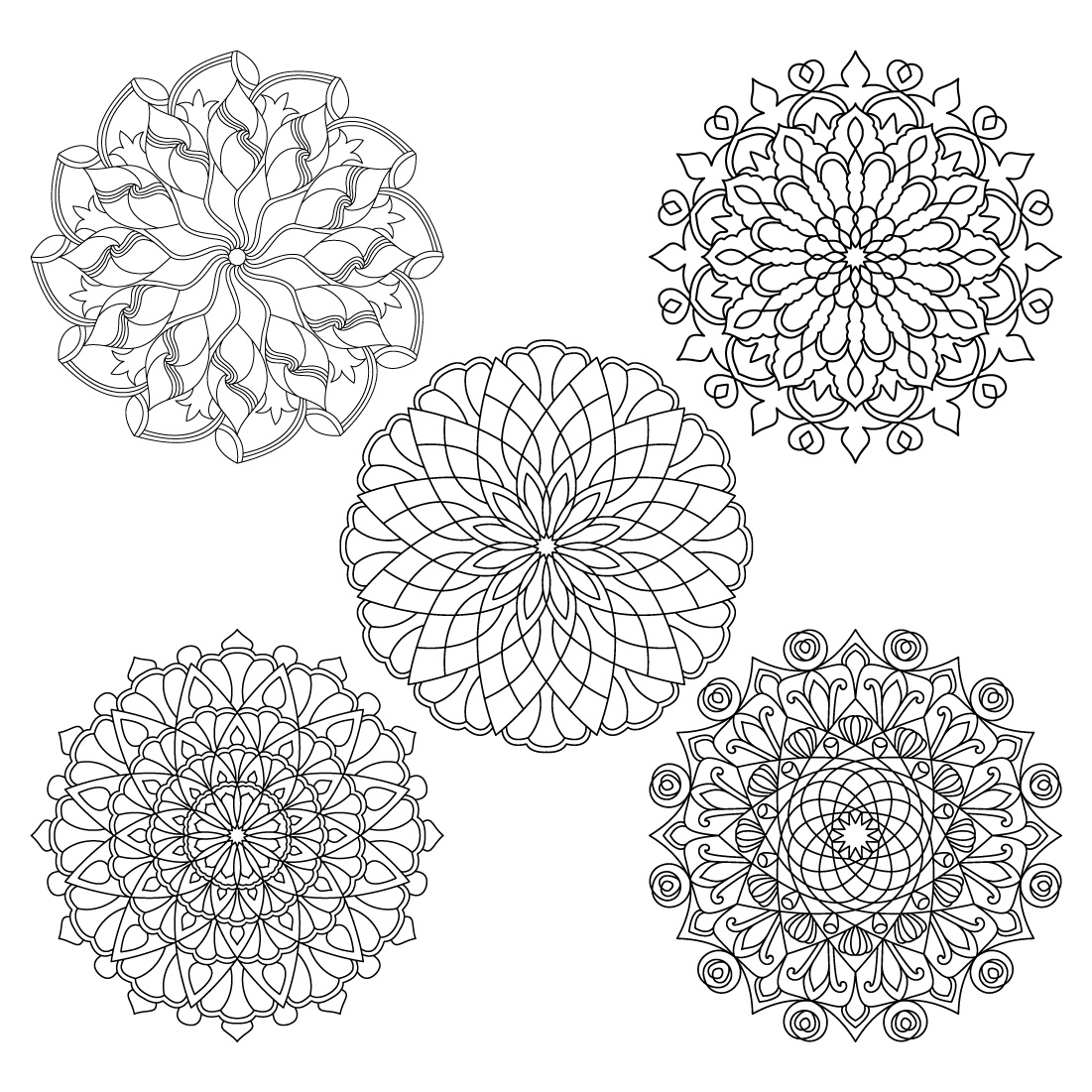 bundle of 10 radiant center mandalas coloring book page 04 556