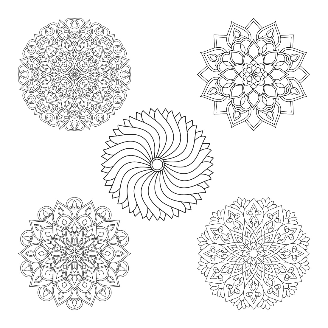 bundle of 10 soothing symmerty mandalas coloring book page 04 470