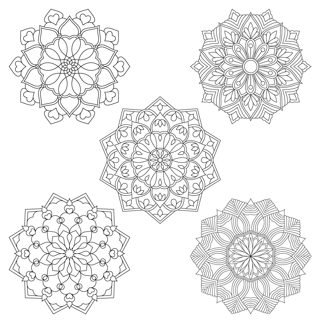 bundle of 10 swirling mandalas coloring book page 04 646