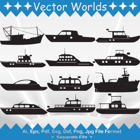 Fishing Boat SVG Vector Design cover image.