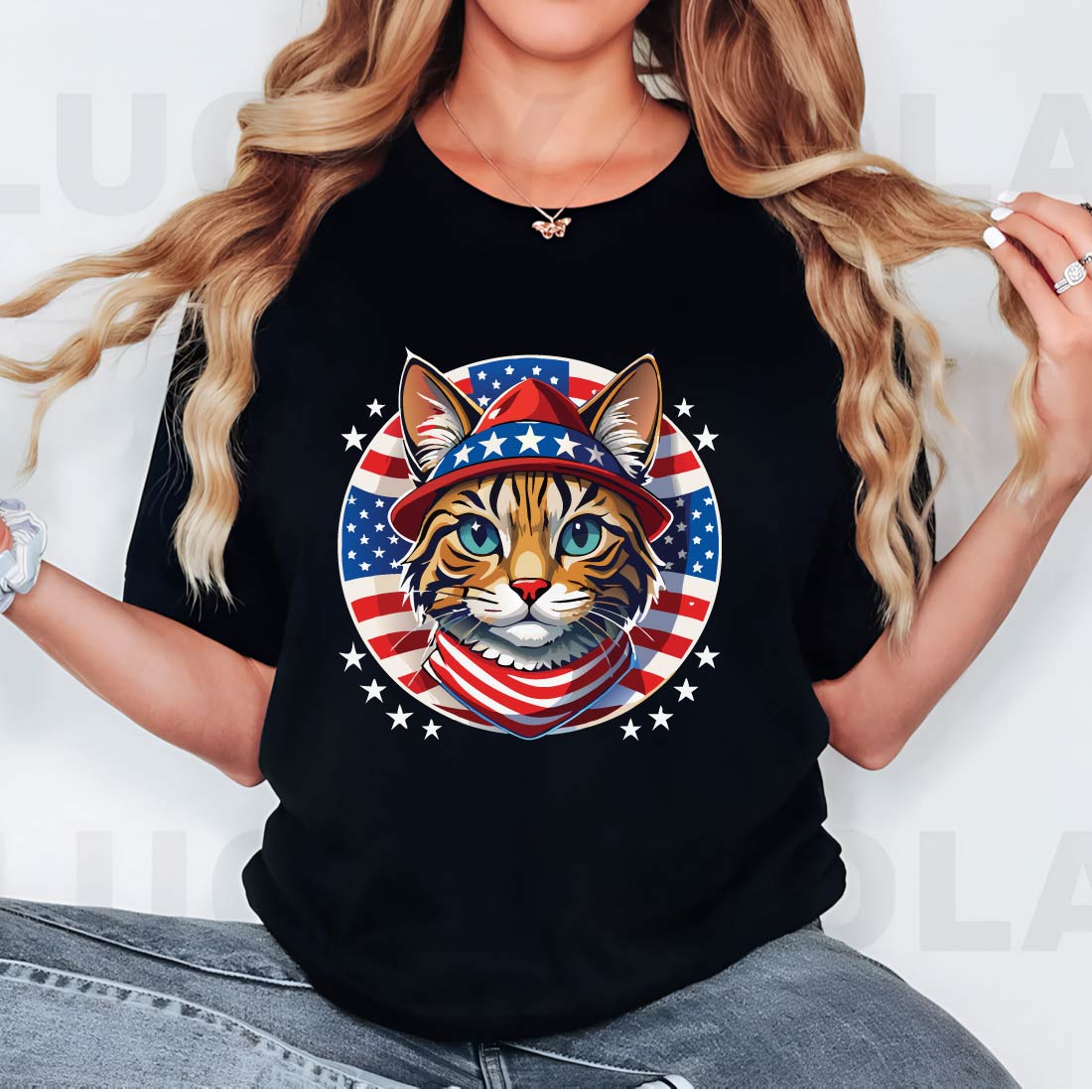 American Cat T-Shirt With Logo icon design Bundle preview image.