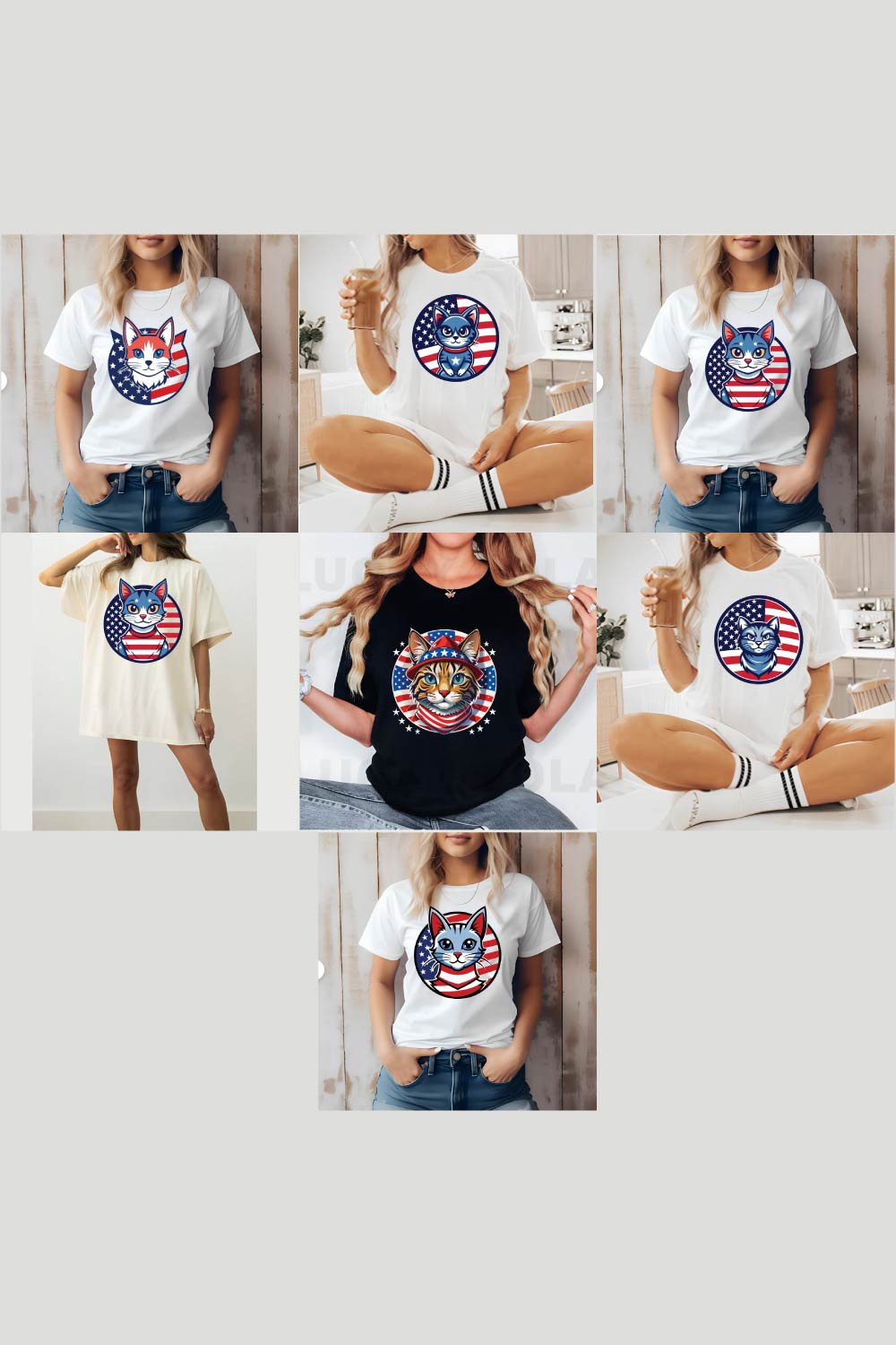 American Cat T-Shirt With Logo icon design Bundle pinterest preview image.