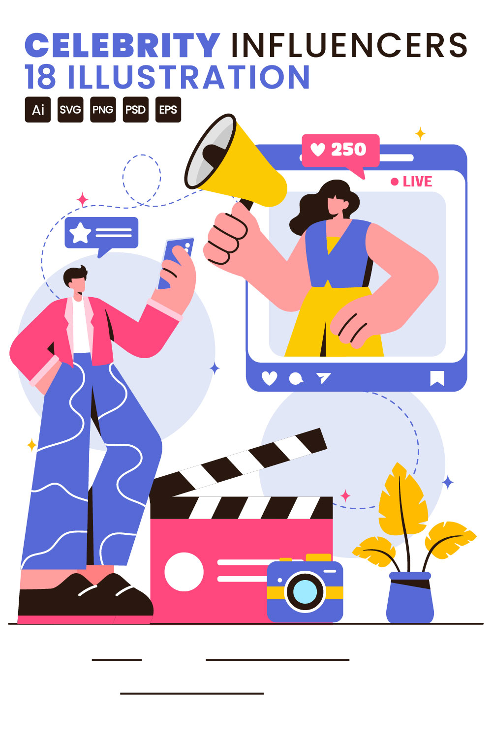 18 Celebrity Influencers Illustration pinterest preview image.