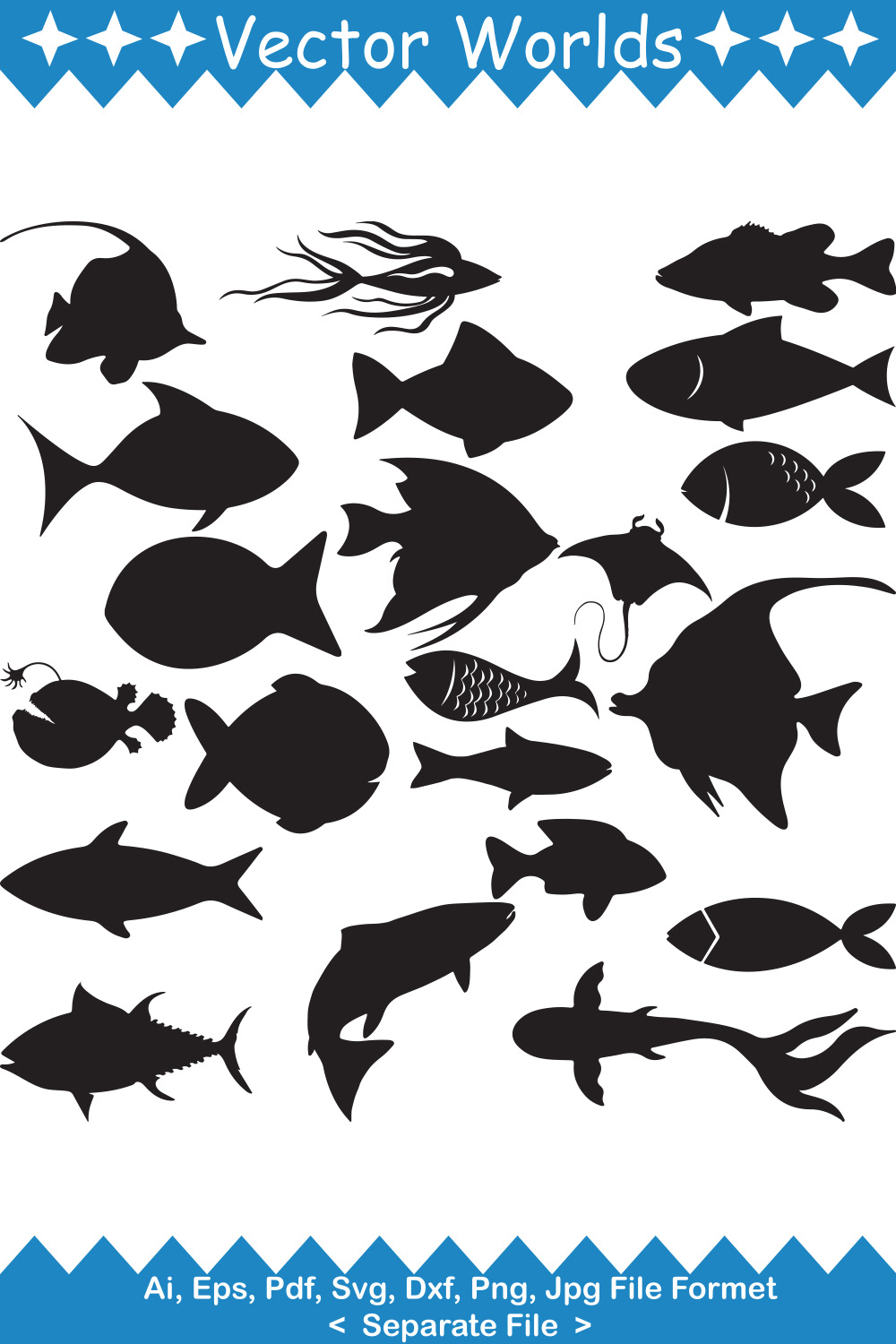 Fish SVG Vector Design pinterest preview image.