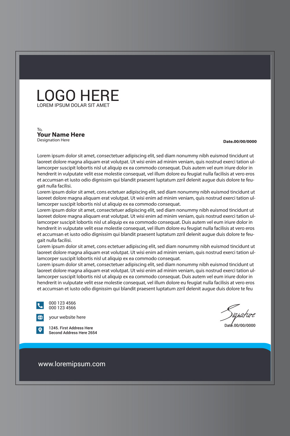 Modern Letterhead Design pinterest preview image.