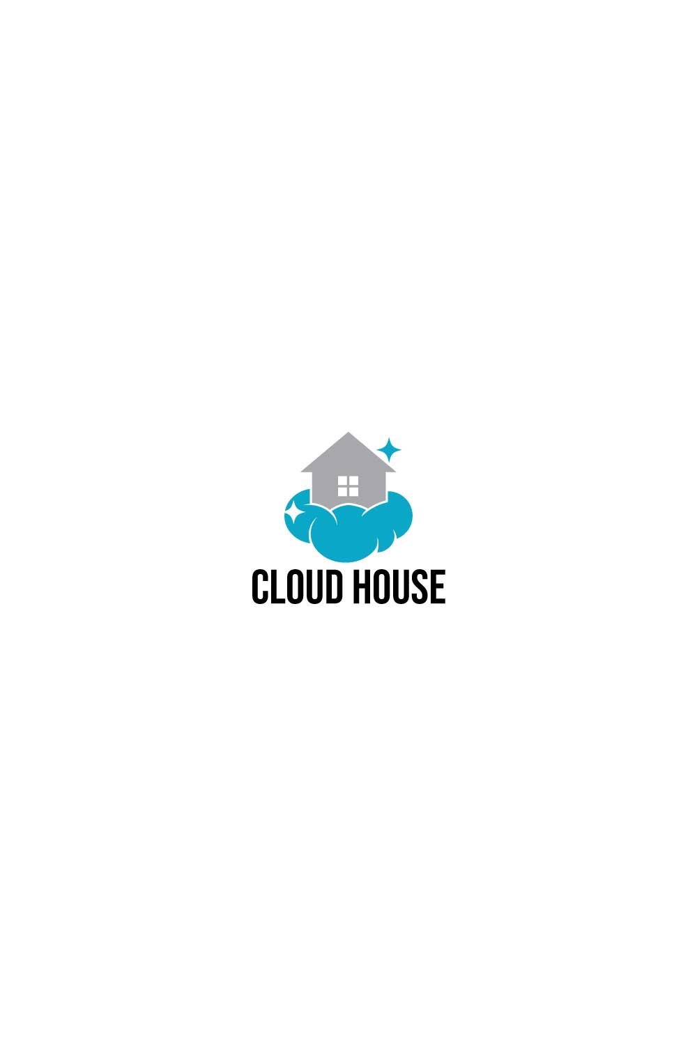 Minimal Flying Cloud House logo design pinterest preview image.