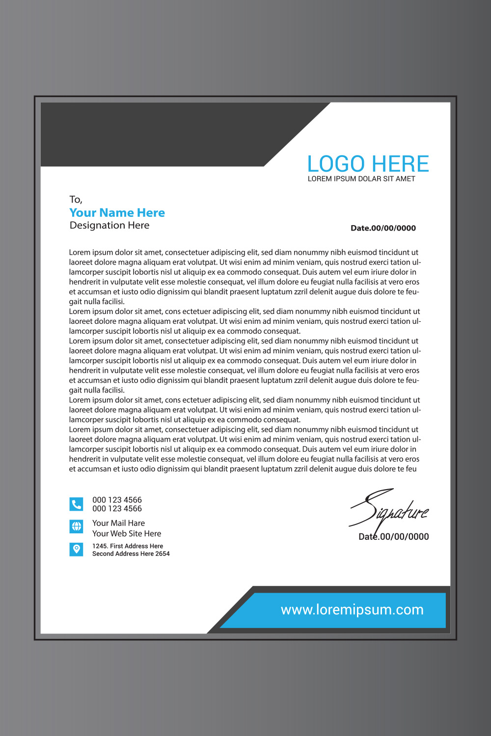 Modern Letterhead Design pinterest preview image.