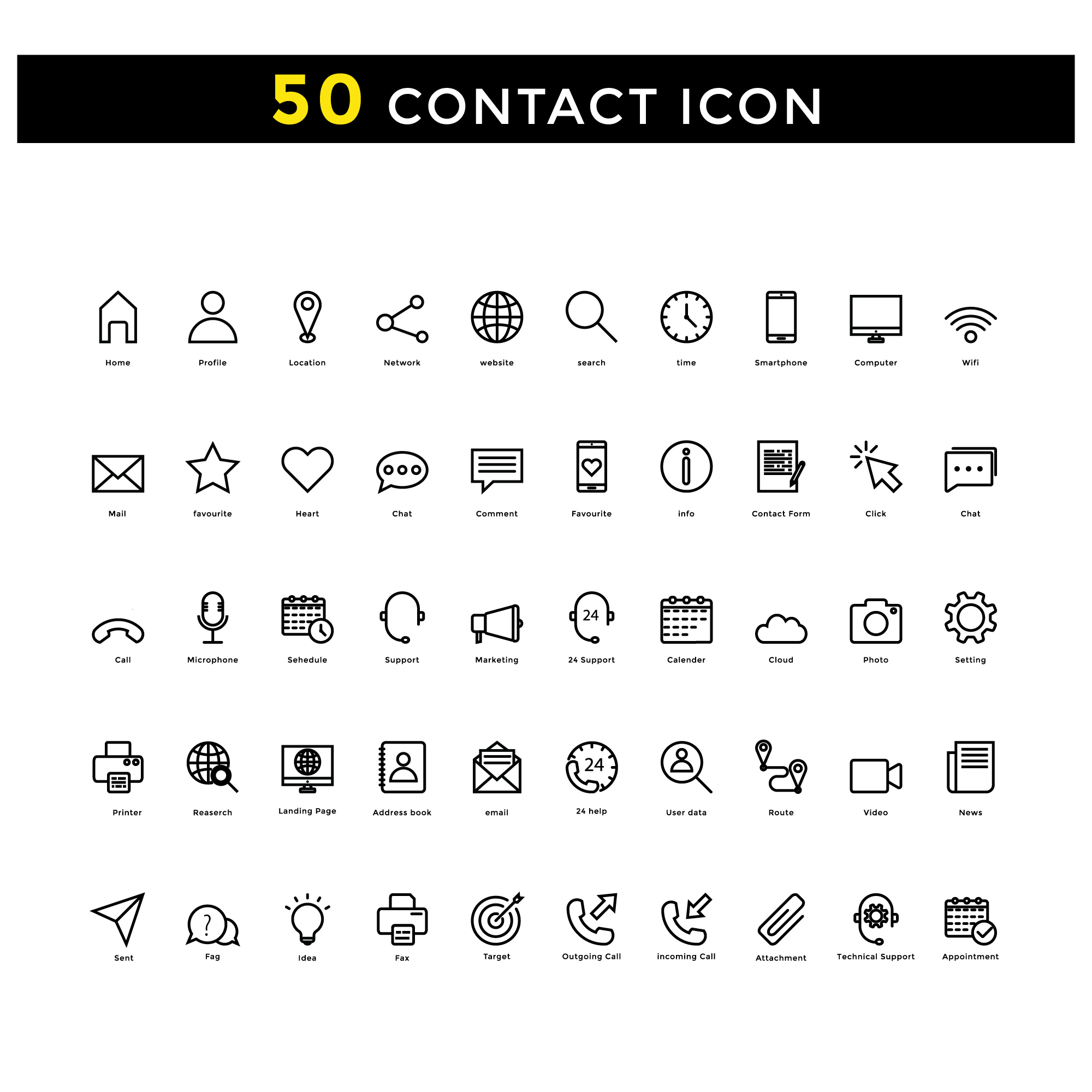 contact icon set main m 306