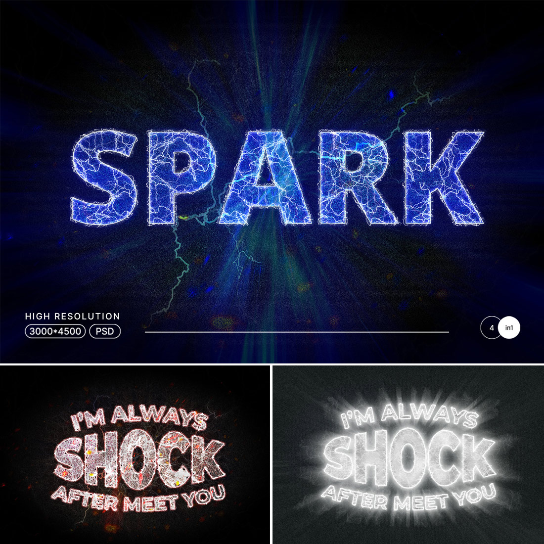 PSD Electric Editable Text Effect preview image.