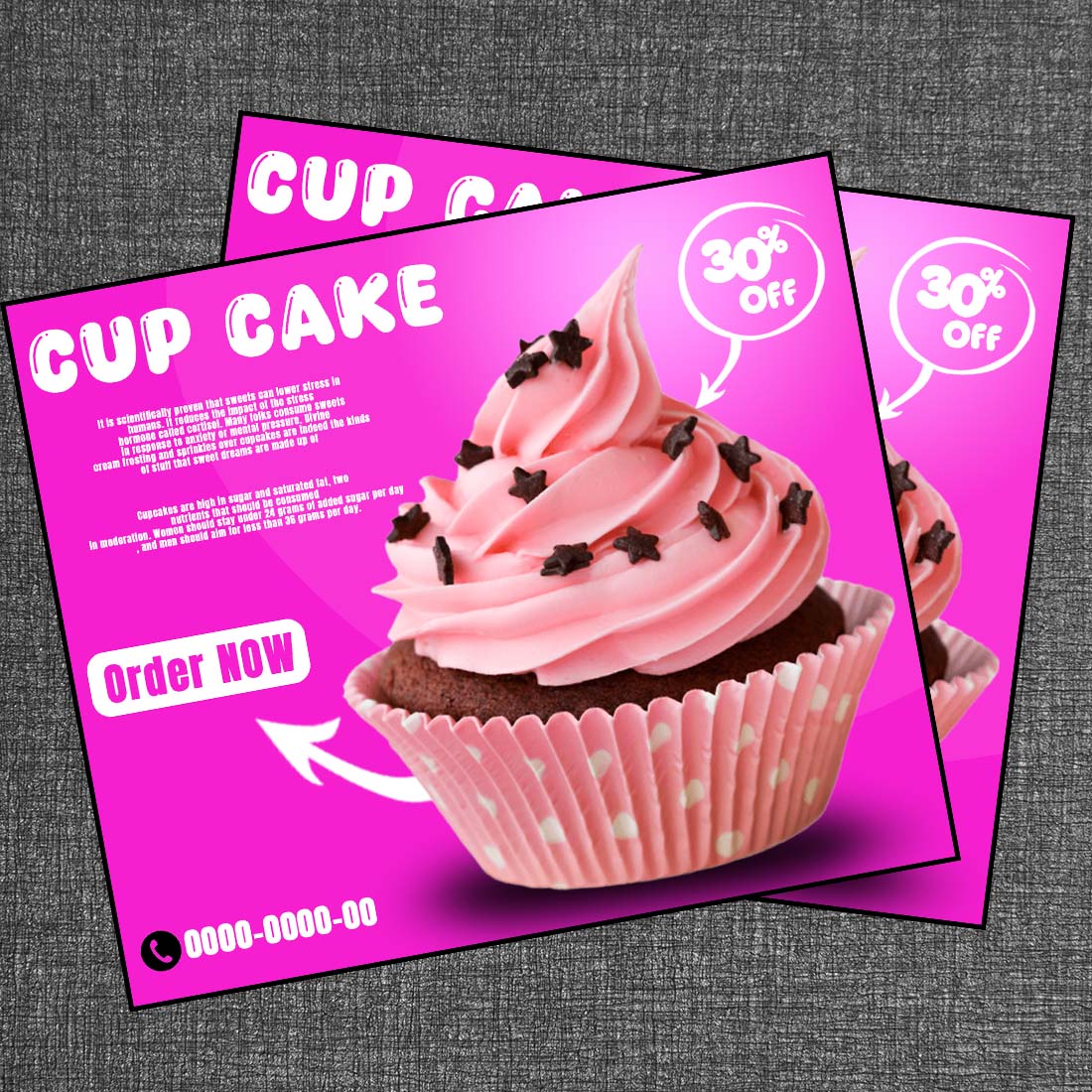 Cup Cake Template  Adobe PhotoShop template Psd Template cover image.