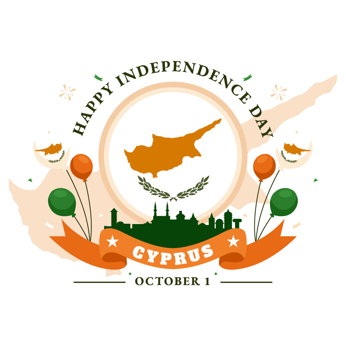 12 Cyprus Independence Day Illustration preview image.