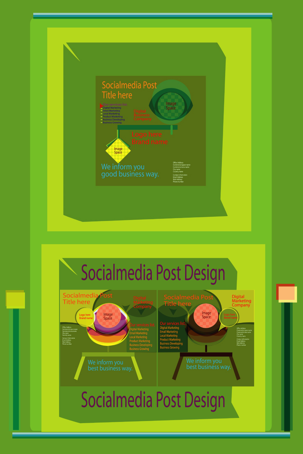 Social media Post Design Bundle pinterest preview image.