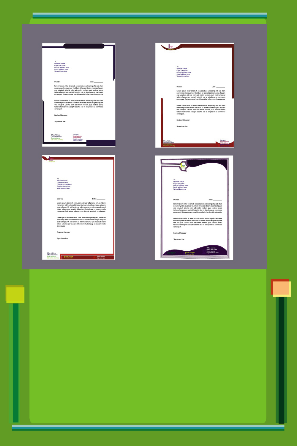 Letterhead Bundle Design pinterest preview image.