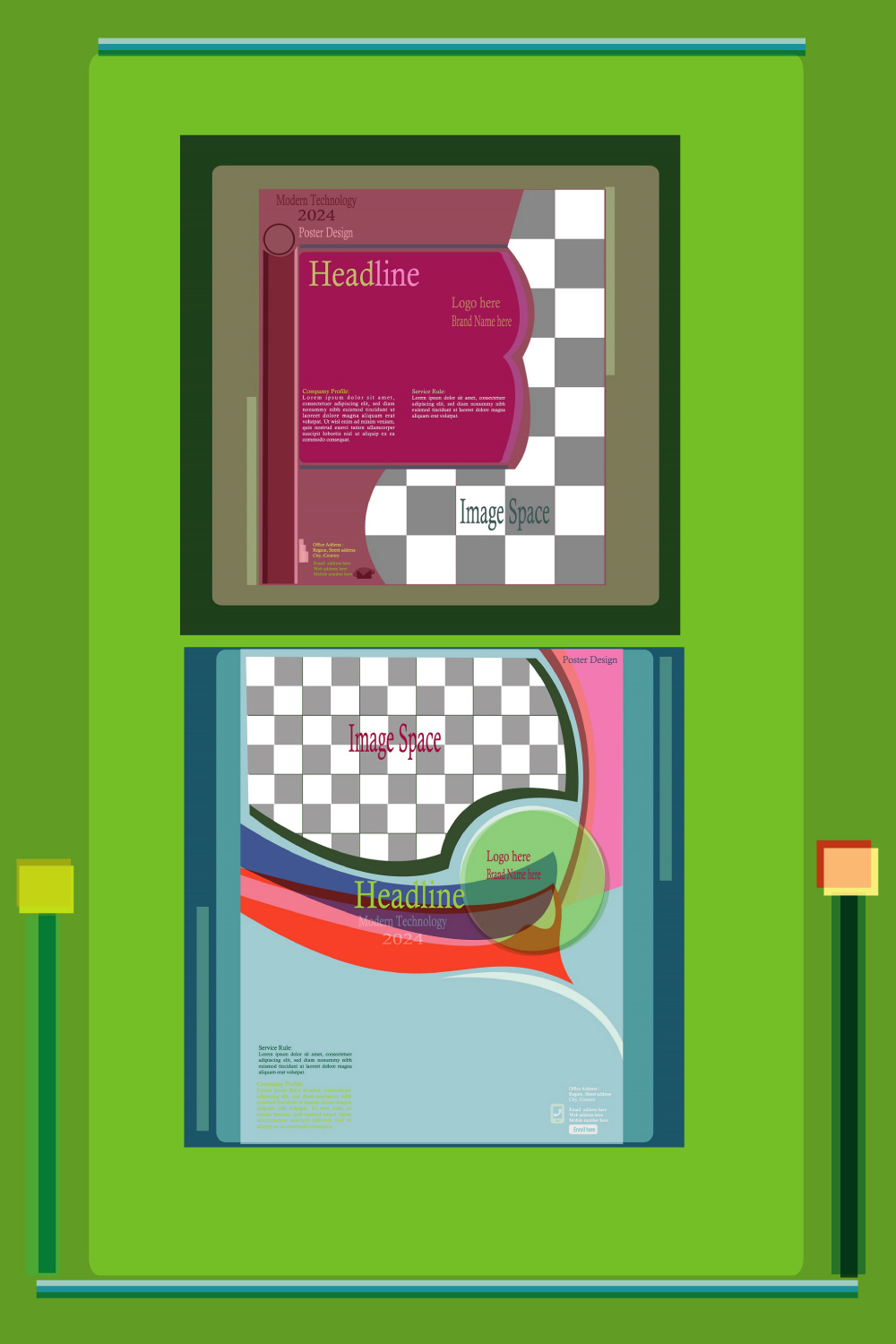 Poster Bundle Design pinterest preview image.