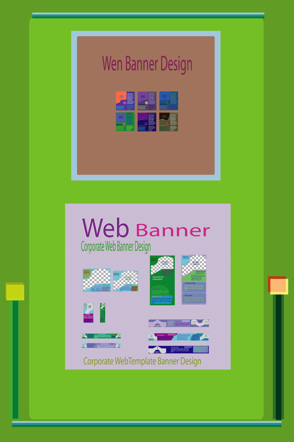 Web banner design bundle pinterest preview image.