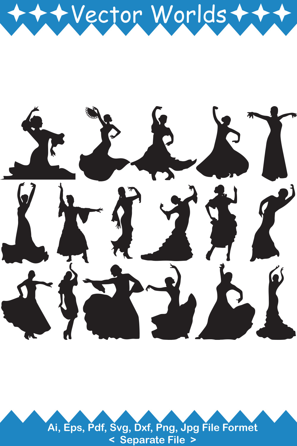 Flamenco Dancer SVG Vector Design pinterest preview image.