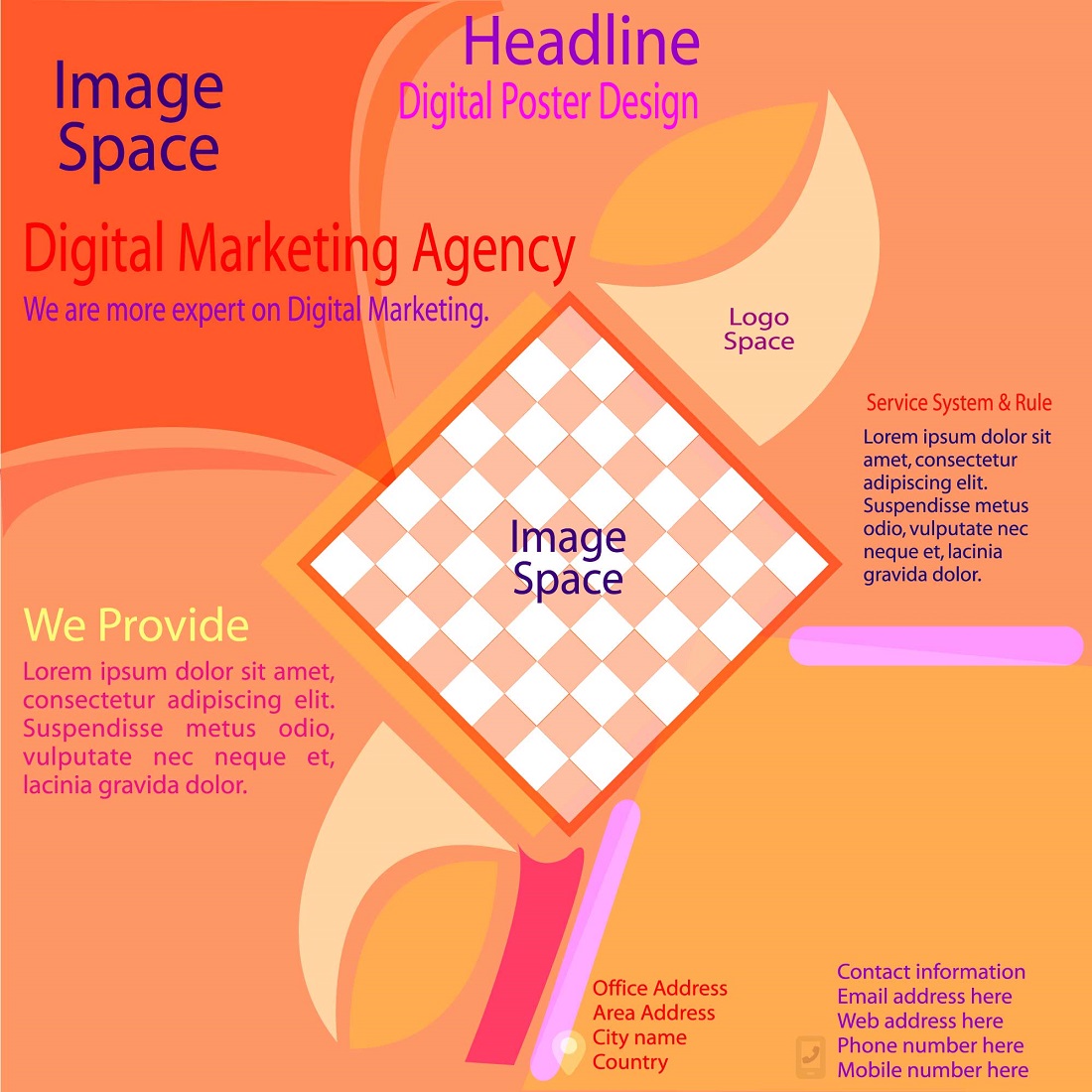 Digital Marketing graphics Poster template design bundle preview image.