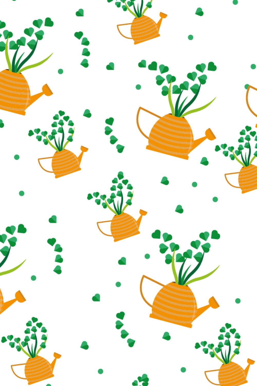 Orange garden watering can with leaves pinterest preview image.