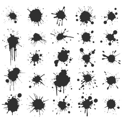 A set of black ink blots on a white background and each blot varies in shape and size cover image.