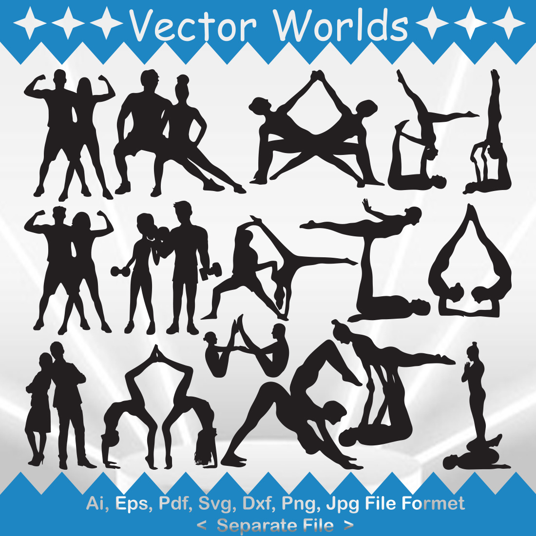 Fitness Couple SVG Vector Design preview image.