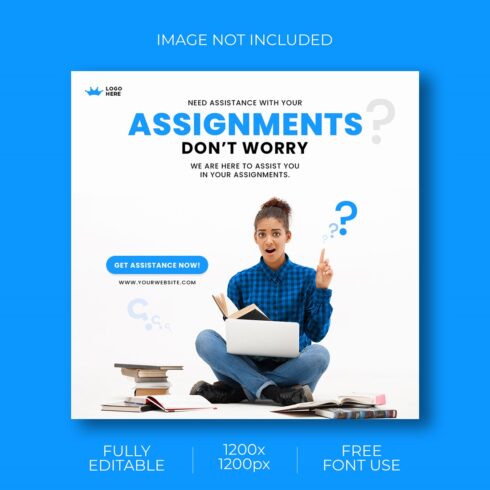 Assignment Help Online Social Media Template PSD Poster cover image.