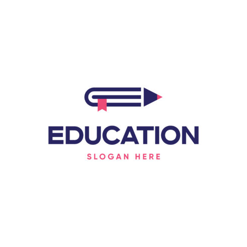 Educational minimal logo design combine book and pencil cover image.