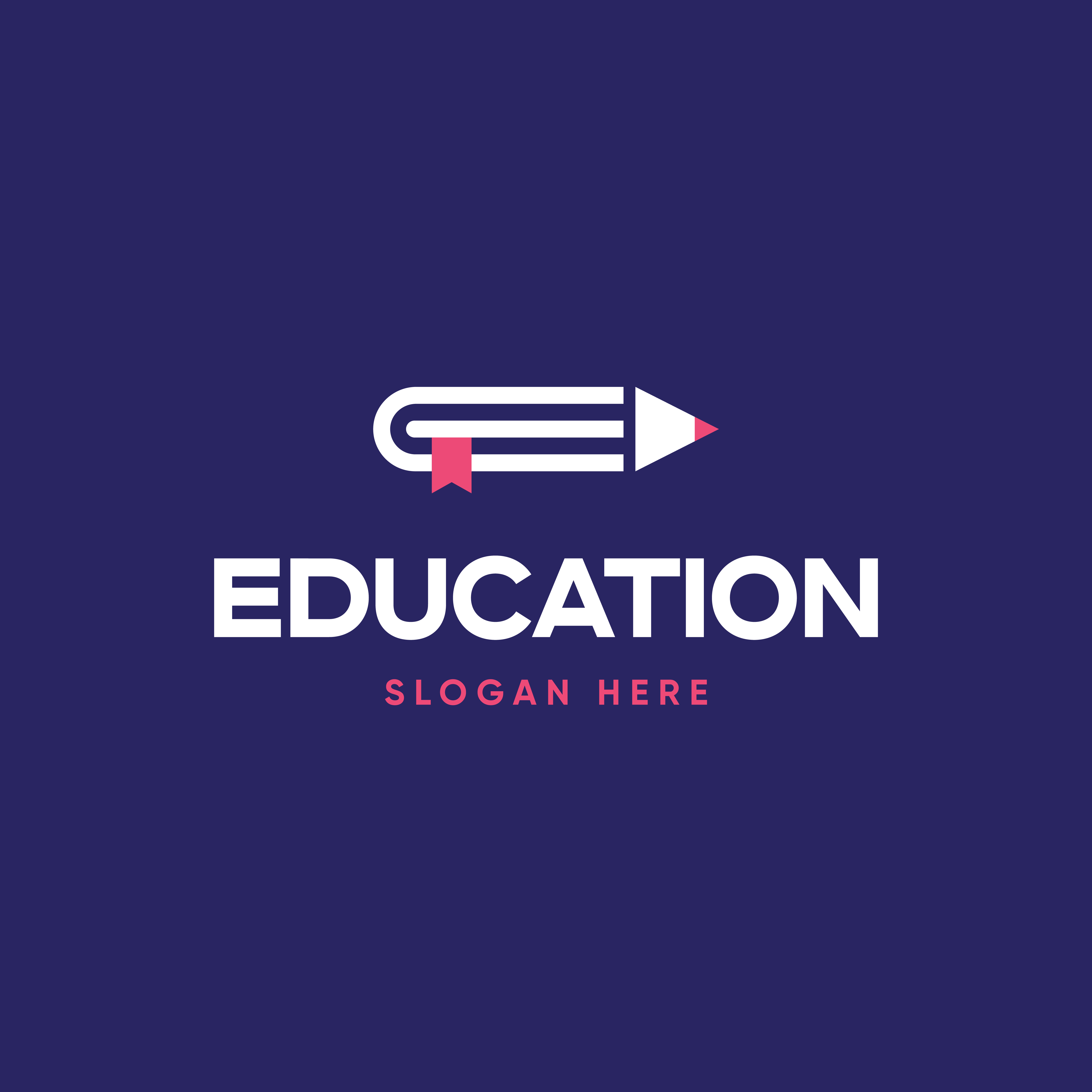 Educational minimal logo design combine book and pencil preview image.