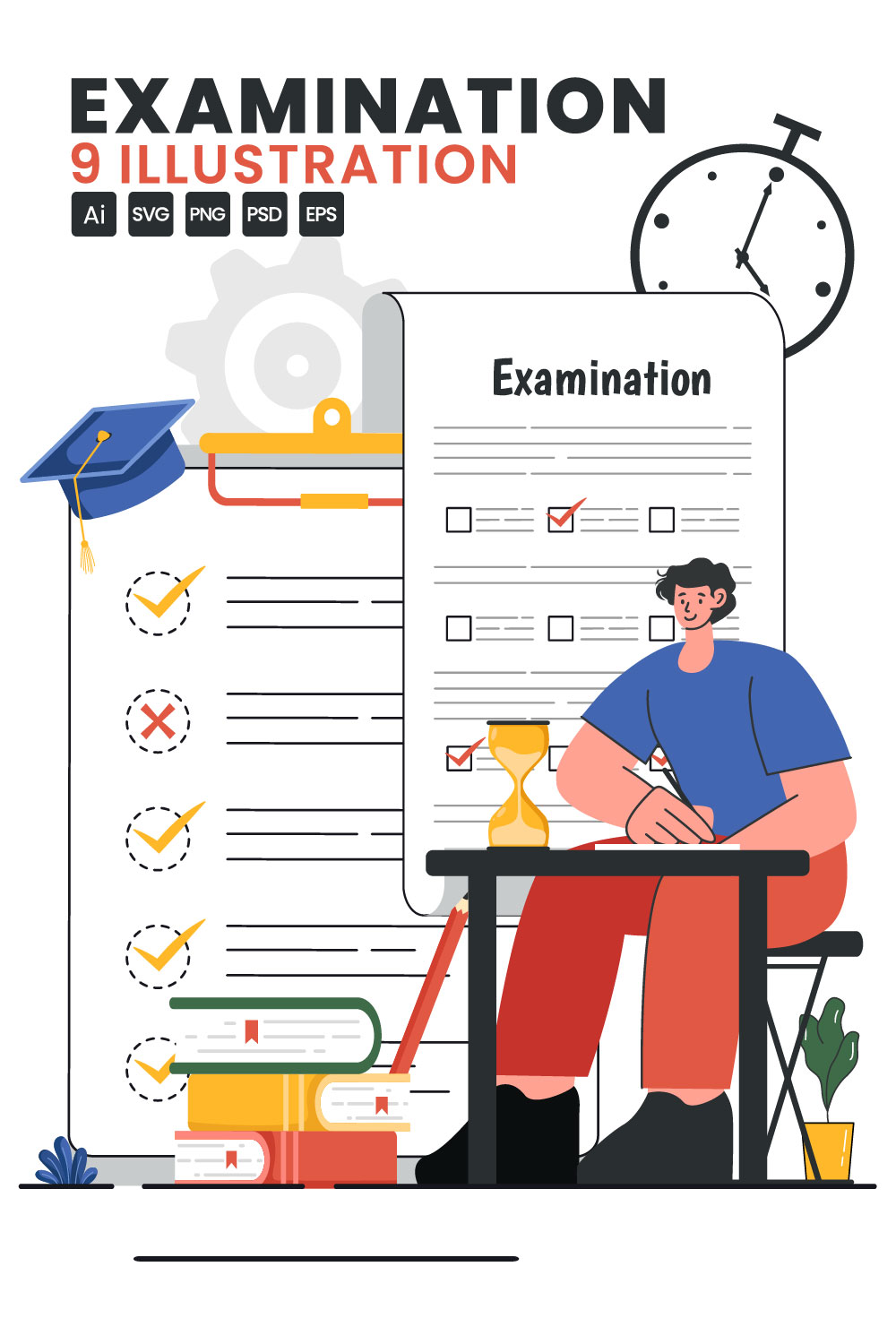 9 Examination Vector Illustration pinterest preview image.