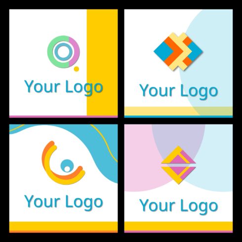 4 trendy logo colorful minimalist template cover image.