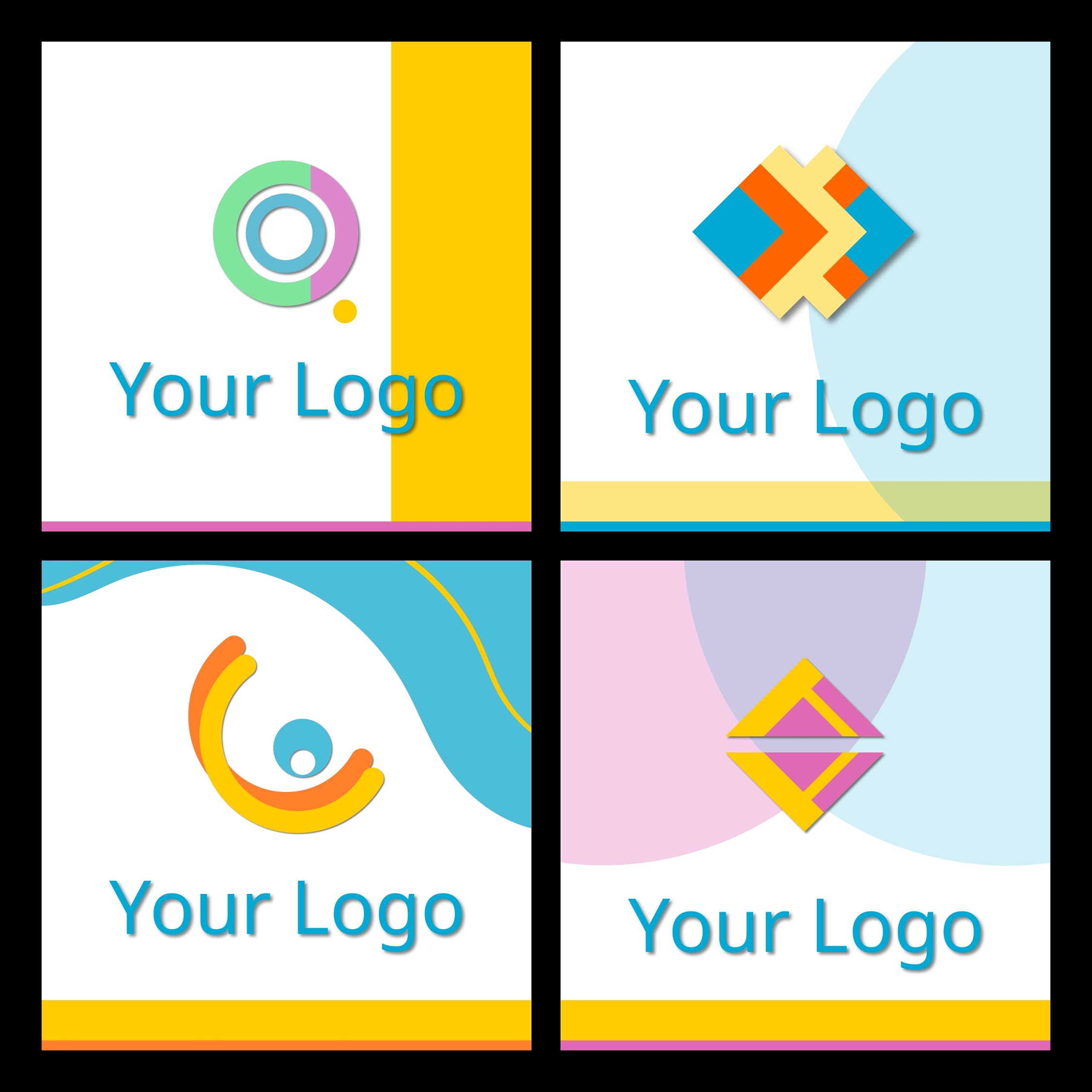 4 trendy logo colorful minimalist template cover image.