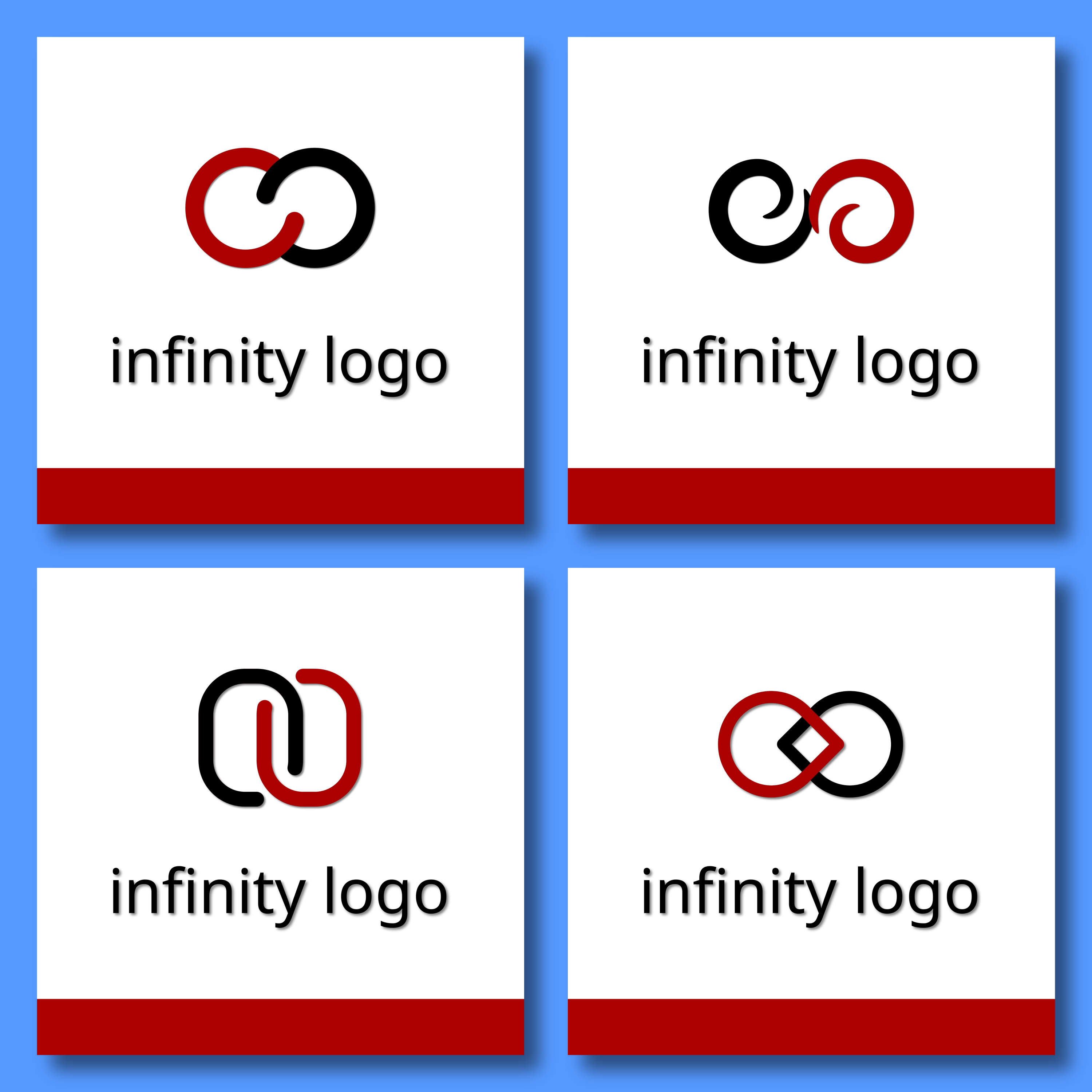 4 infinity logo minimalist logo red and black and white cover image.