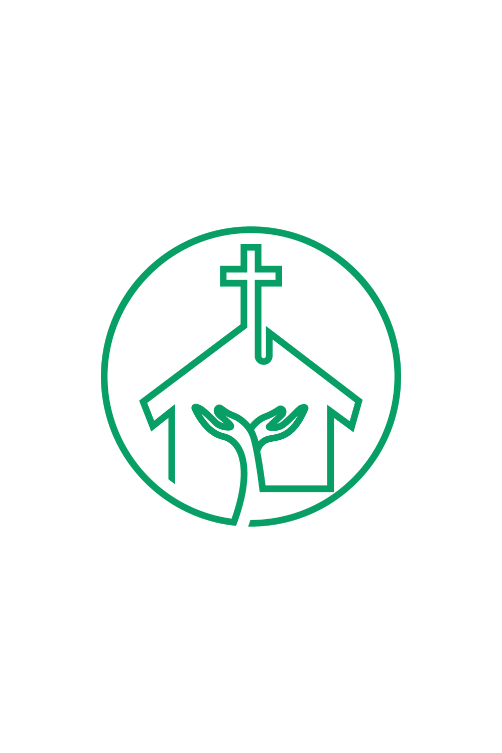 Christian Cross with Tree logo design pinterest preview image.