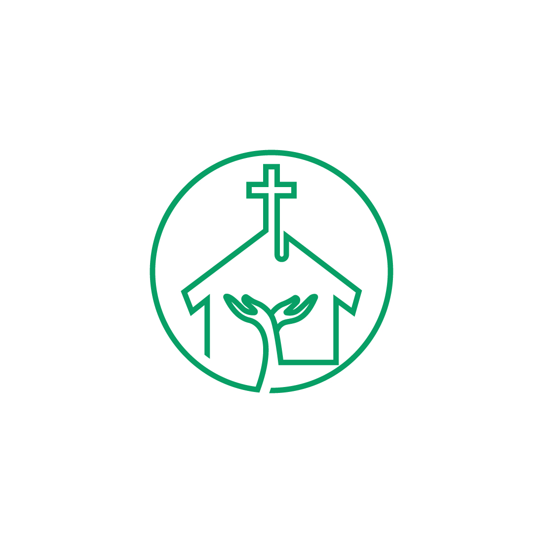 Christian Cross with Tree logo design preview image.