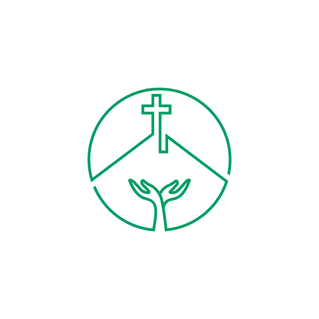 Christian Cross with Tree logo design preview image.