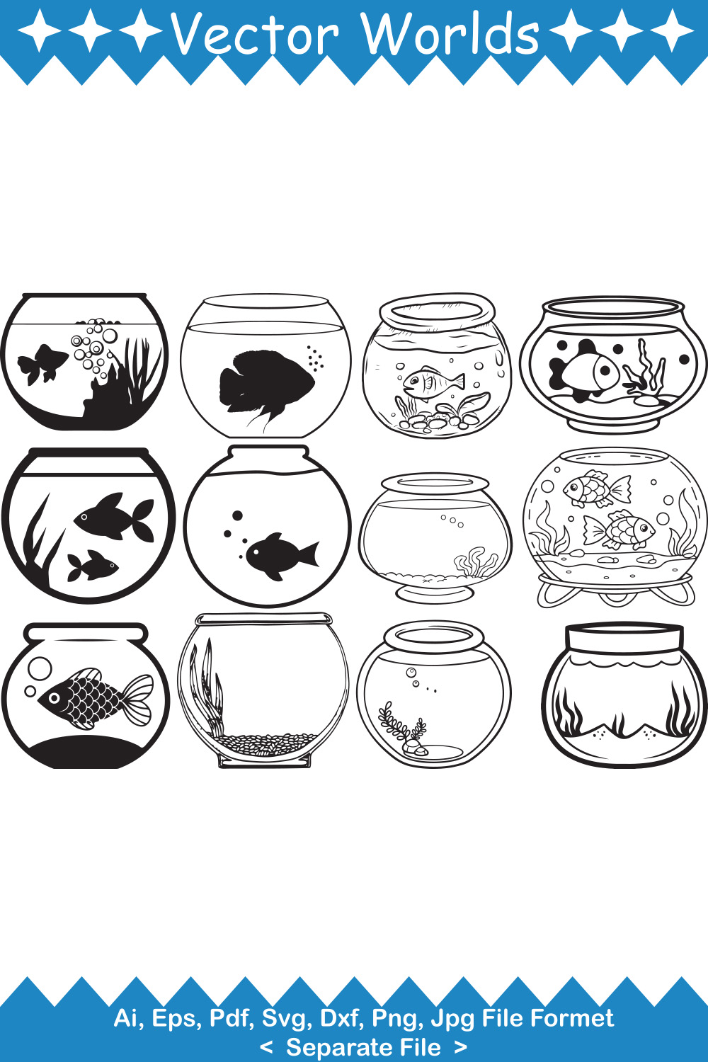 Fish Bowl SVG Vector Design pinterest preview image.