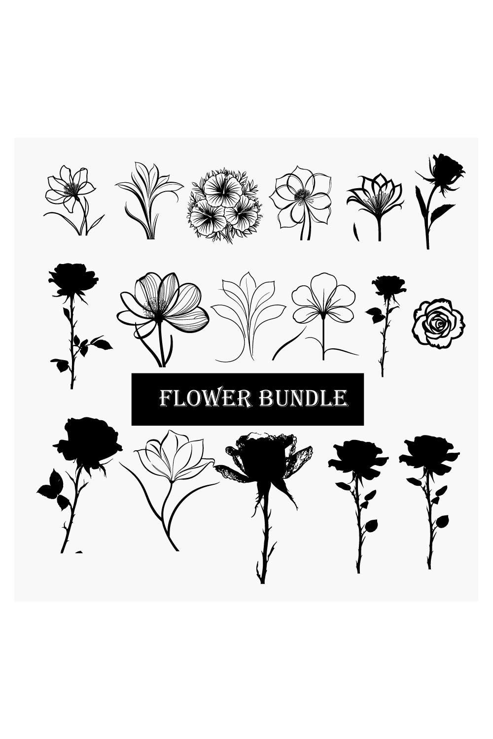 Flower Vector Bundle pinterest preview image.