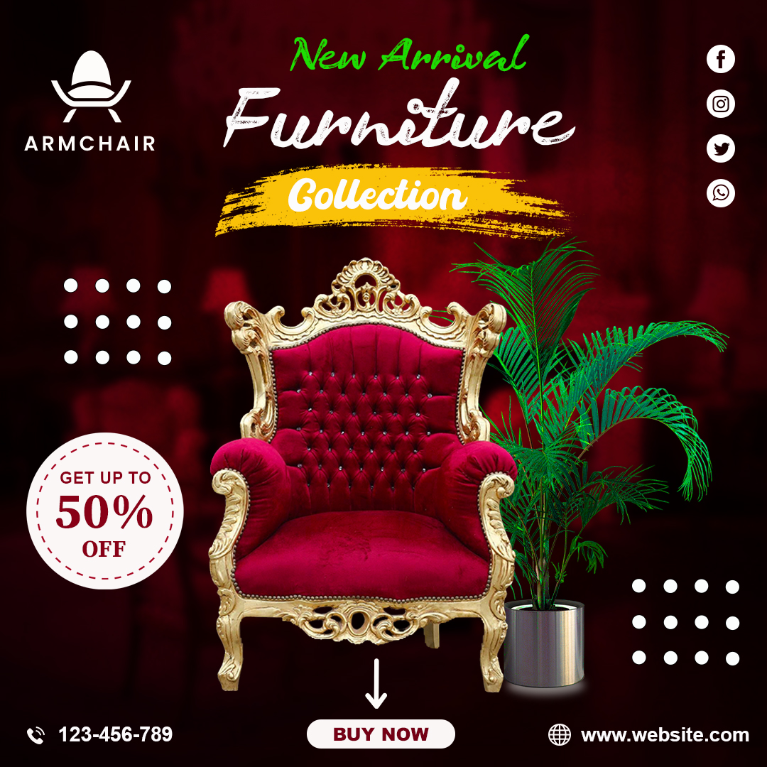 furniture chair social media banner design instagram post template 495