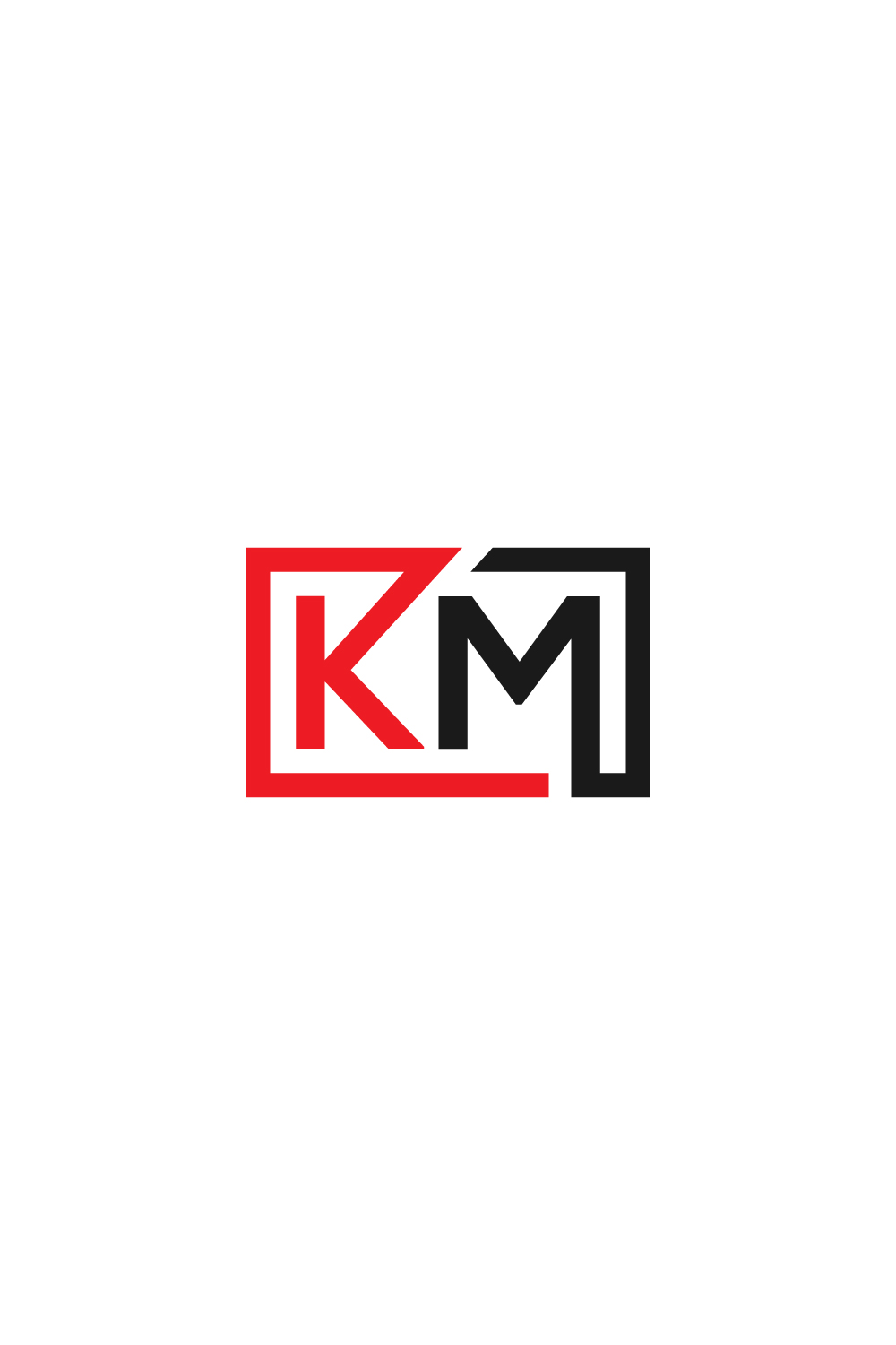 KM letter Logo design for your brand pinterest preview image.