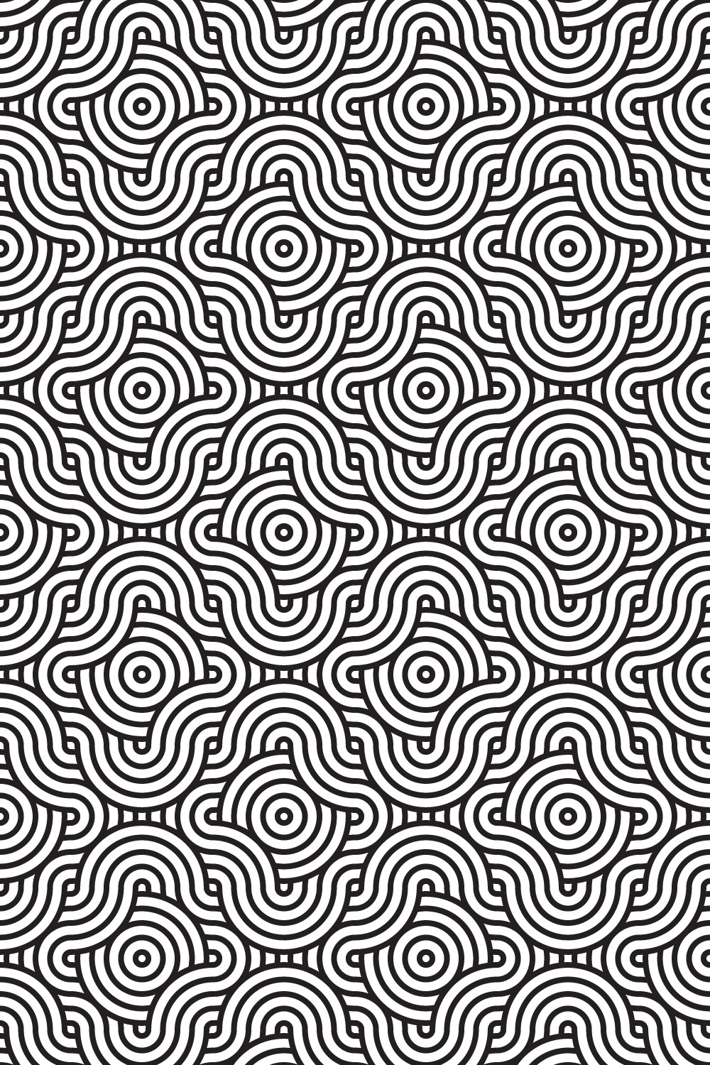 Black & White Round Interlacing Stroke Lines Pattern Abstract Background pinterest preview image.