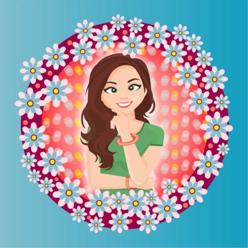 Girl in Flowers Clipart cover image.