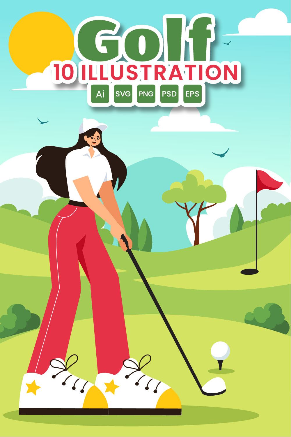 10 Golf Sport Illustration pinterest preview image.