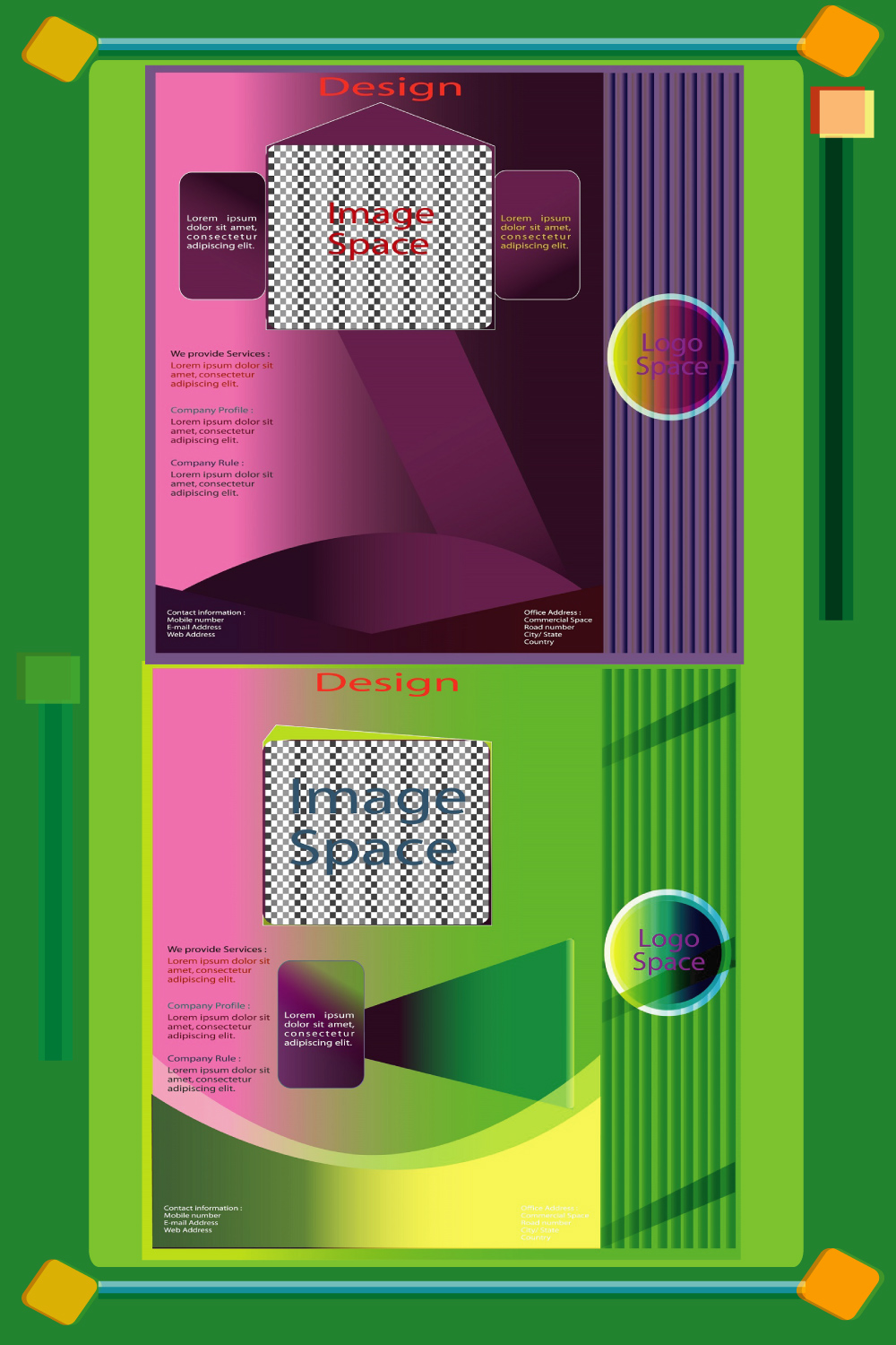 Gradient color vector graphics design bundle pinterest preview image.