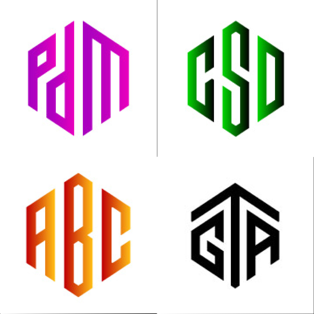 4 color Creative logo desing bundle preview image.