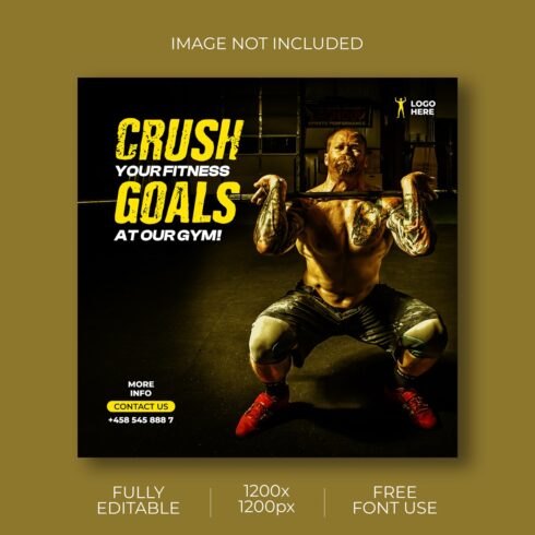 Fitness Gym Social Media Post Psd Template Instagram Facebook cover image.