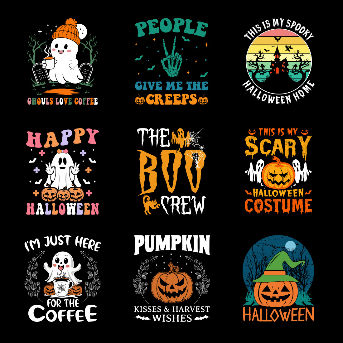 Halloween t-shirt design bundle, best 10 Halloween t-shirt design, Halloween t-shirt preview image.