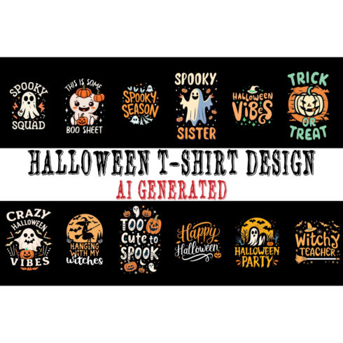 Halloween T-shirt Design Png Bundle Sublimation cover image.