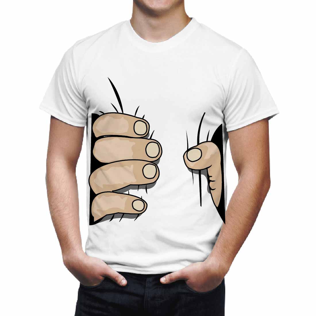 illustration of hand crushing for t-shirts preview image.
