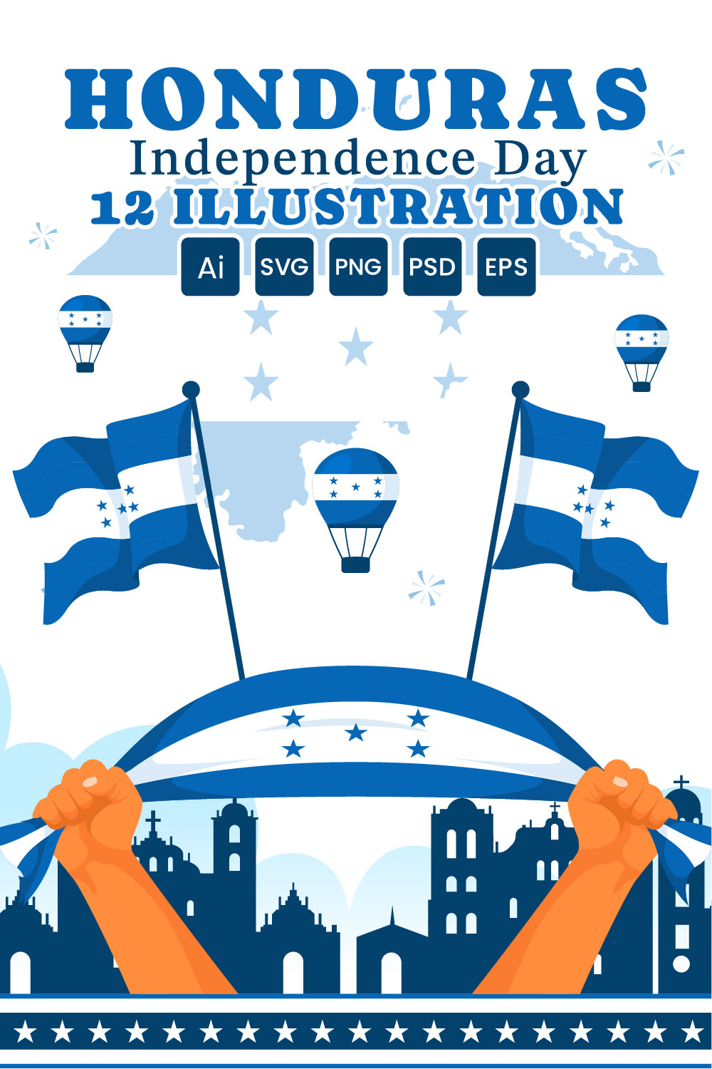 12 Honduras Independence Day Illustration pinterest preview image.