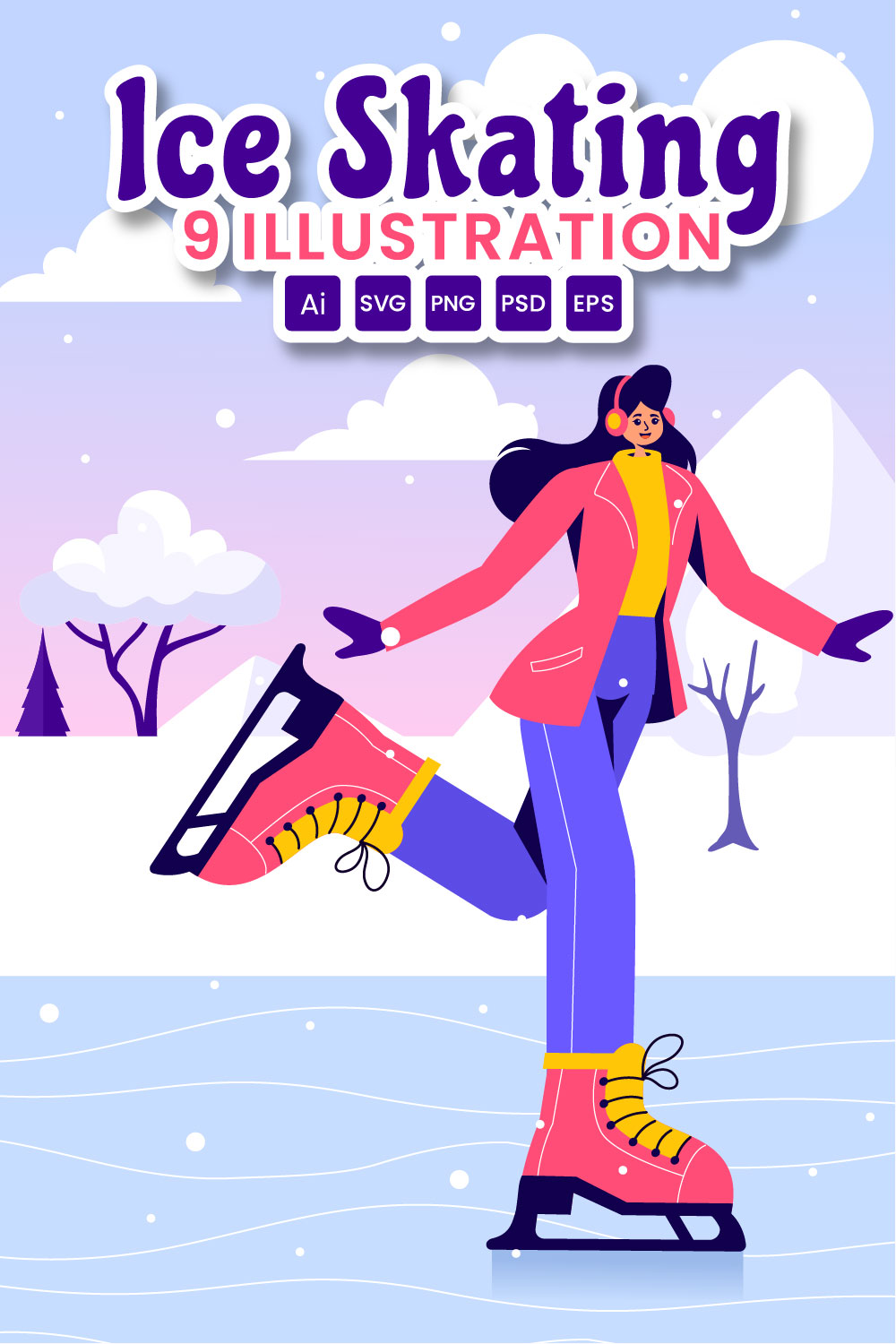 9 Ice Skating Illustration pinterest preview image.