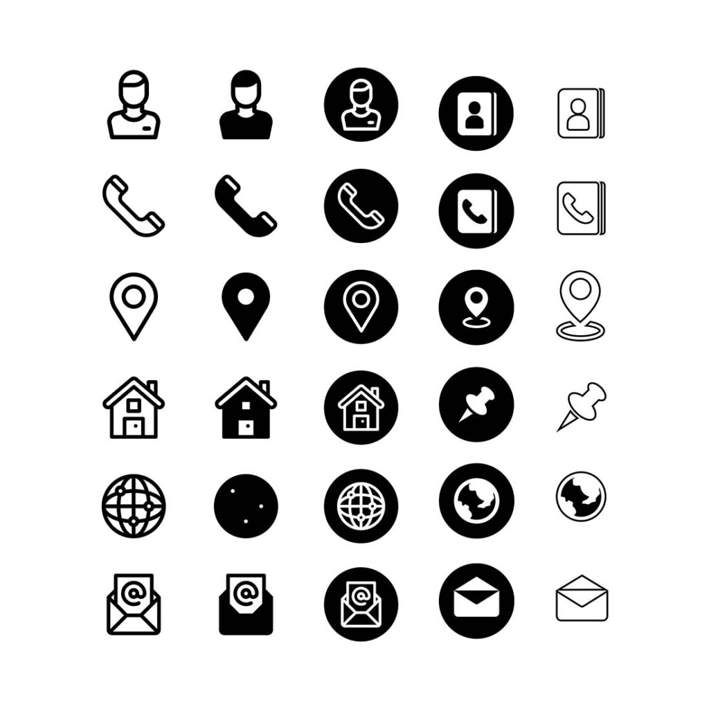 contact us icons illustration vector icons - MasterBundles